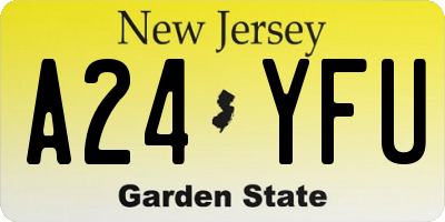 NJ license plate A24YFU