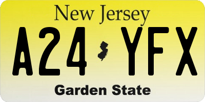 NJ license plate A24YFX