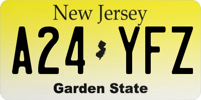 NJ license plate A24YFZ