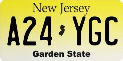 NJ license plate A24YGC