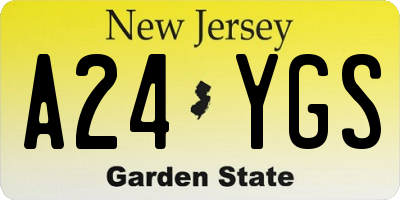 NJ license plate A24YGS