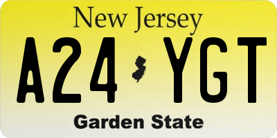 NJ license plate A24YGT