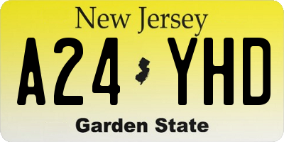 NJ license plate A24YHD
