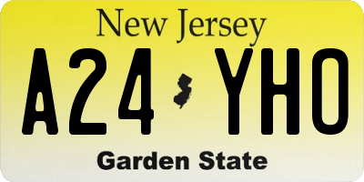 NJ license plate A24YHO