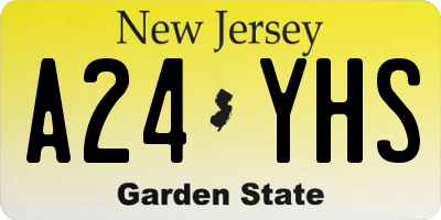 NJ license plate A24YHS