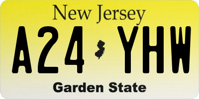 NJ license plate A24YHW