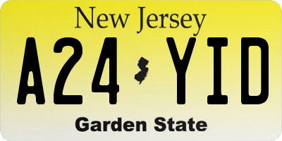 NJ license plate A24YID