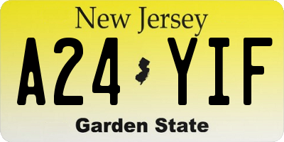 NJ license plate A24YIF