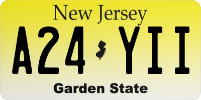 NJ license plate A24YII