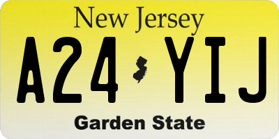NJ license plate A24YIJ