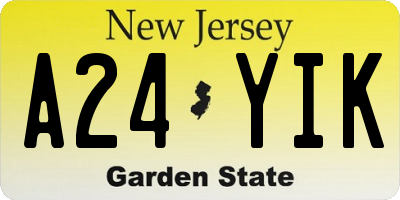 NJ license plate A24YIK