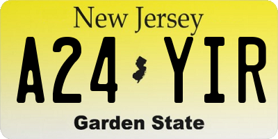 NJ license plate A24YIR
