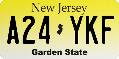 NJ license plate A24YKF