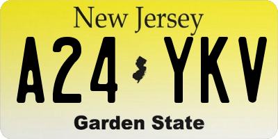 NJ license plate A24YKV