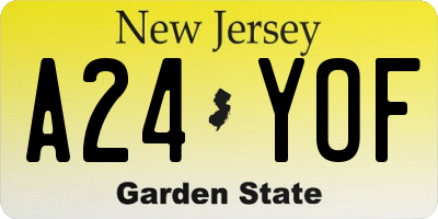 NJ license plate A24YOF