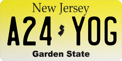 NJ license plate A24YOG
