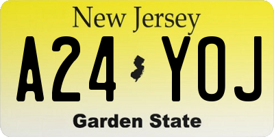 NJ license plate A24YOJ