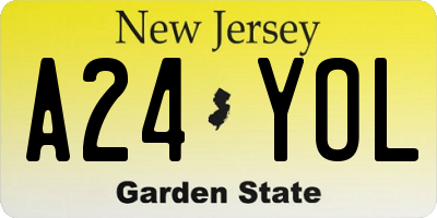 NJ license plate A24YOL