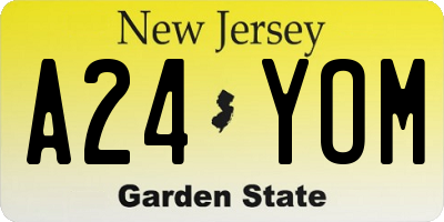 NJ license plate A24YOM