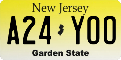 NJ license plate A24YOO