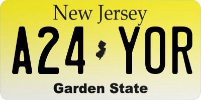 NJ license plate A24YOR
