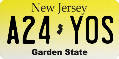NJ license plate A24YOS