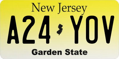NJ license plate A24YOV
