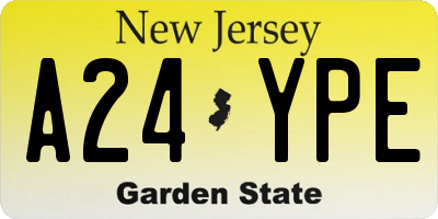 NJ license plate A24YPE