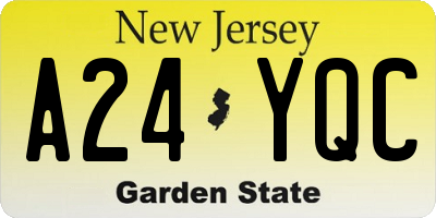 NJ license plate A24YQC