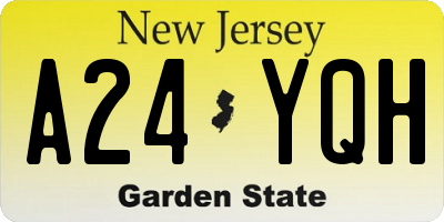 NJ license plate A24YQH