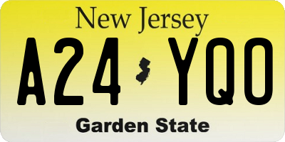 NJ license plate A24YQO