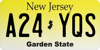 NJ license plate A24YQS
