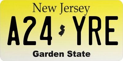 NJ license plate A24YRE