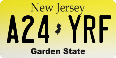 NJ license plate A24YRF