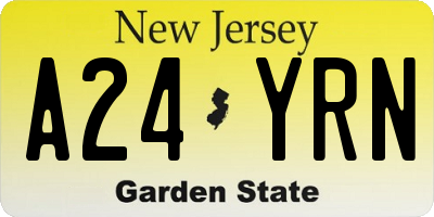 NJ license plate A24YRN