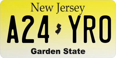 NJ license plate A24YRO
