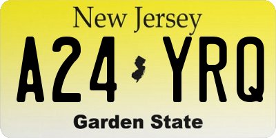 NJ license plate A24YRQ