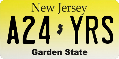 NJ license plate A24YRS