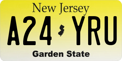 NJ license plate A24YRU