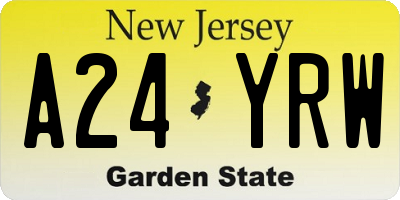 NJ license plate A24YRW