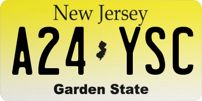 NJ license plate A24YSC