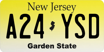 NJ license plate A24YSD