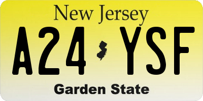 NJ license plate A24YSF