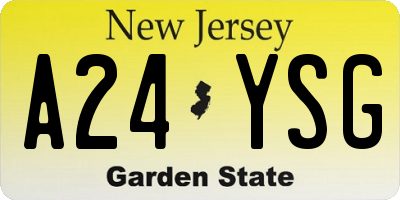 NJ license plate A24YSG