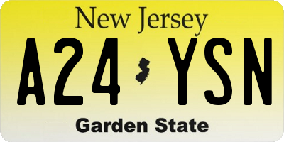 NJ license plate A24YSN