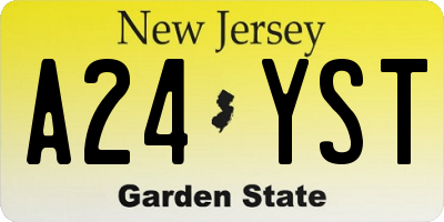 NJ license plate A24YST
