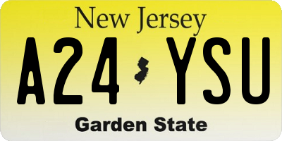 NJ license plate A24YSU