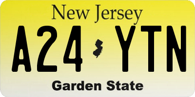 NJ license plate A24YTN
