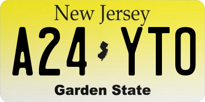 NJ license plate A24YTO