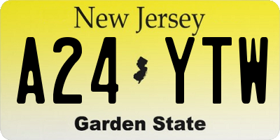 NJ license plate A24YTW